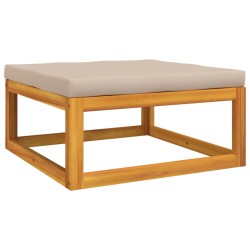 vidaXL Reposapiés jardín madera maciza acacia con cojines gris taupe