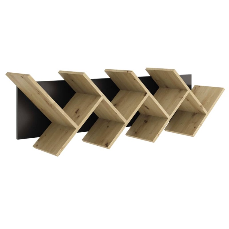 FMD Estantería geométrica para pared color roble y negro FMD Estantería geométrica para pared color roble y negro