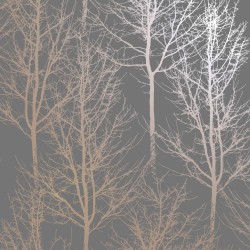 DUTCH WALLCOVERINGS Papel pintado Rhea Trees gris y oro rosa