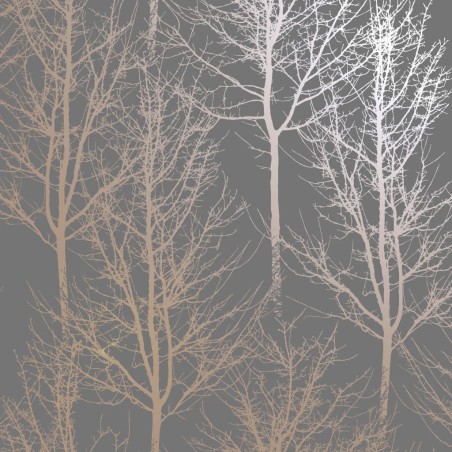 DUTCH WALLCOVERINGS Papel pintado Rhea Trees gris y oro rosa