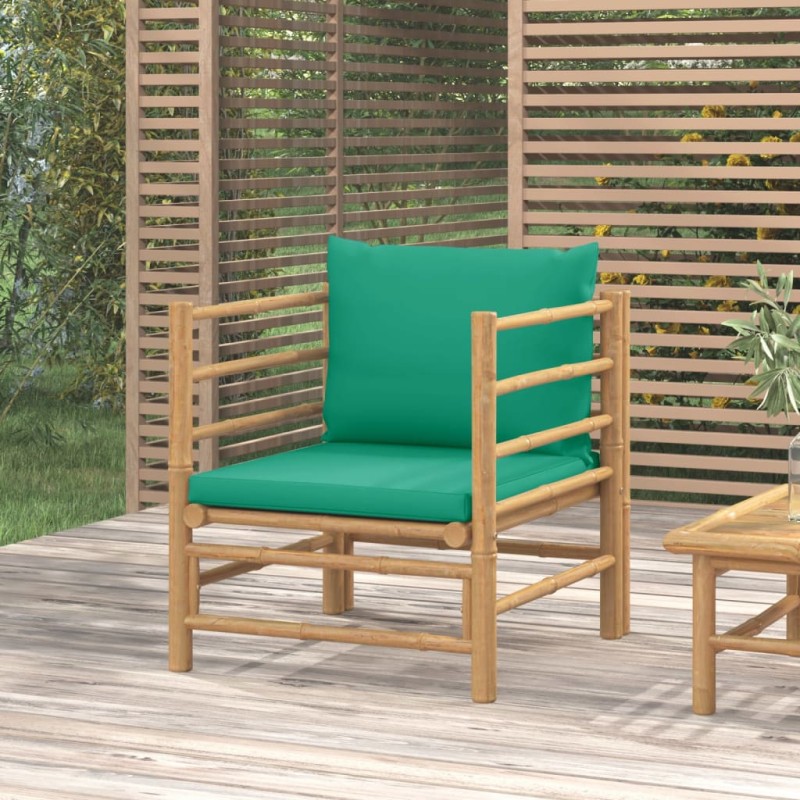 vidaXL Sofá de jardín bambú con cojines verde vidaXL Sofá de jardín bambú con cojines verde