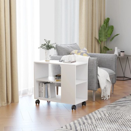 vidaXL Mesa auxiliar de madera contrachapada blanco 70x35x55 cm