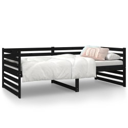 vidaXL Sofá cama madera maciza de pino negro 90x190 cm