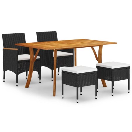 vidaXL Juego de comedor de jardín de 5 piezas negro