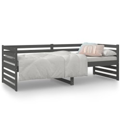 vidaXL Sofá cama madera maciza de pino gris 80x200 cm