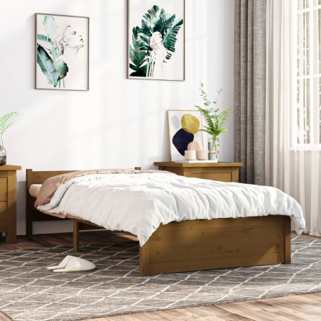 vidaXL Estructura de cama madera maciza marrón miel 100x200 cm