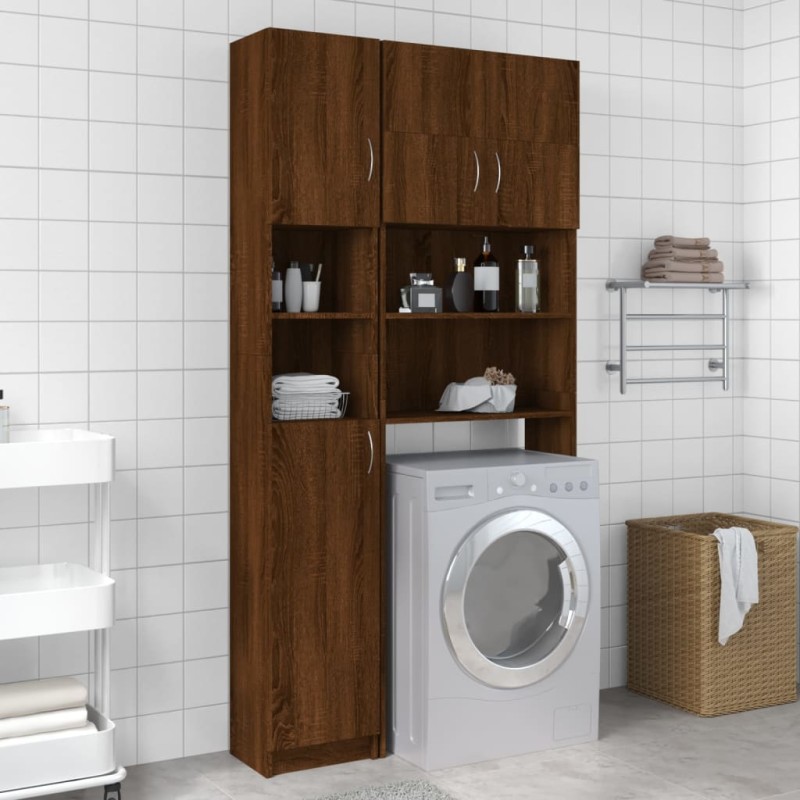 vidaXL Armario baño madera contrachapada roble marrón 32x25,5x190 cm vidaXL Armario baño madera contrachapada roble marrón 32x25,5x190 cm