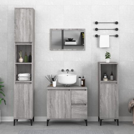 vidaXL Armario de baño madera contrachapada gris Sonoma 30x30x190 cm