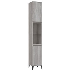 vidaXL Armario de baño madera contrachapada gris Sonoma 30x30x190 cm