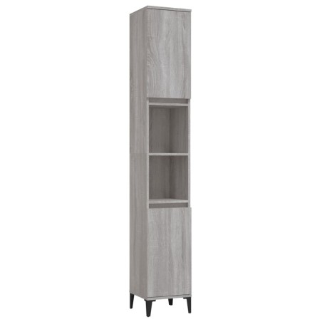 vidaXL Armario de baño madera contrachapada gris Sonoma 30x30x190 cm