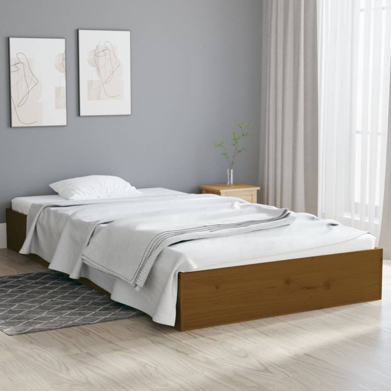 vidaXL Estructura de cama madera maciza marrón miel 90x200 cm