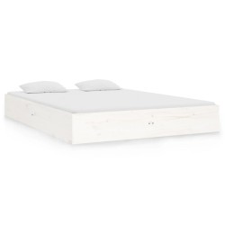 vidaXL Estructura de cama de madera maciza blanca 140x190 cm