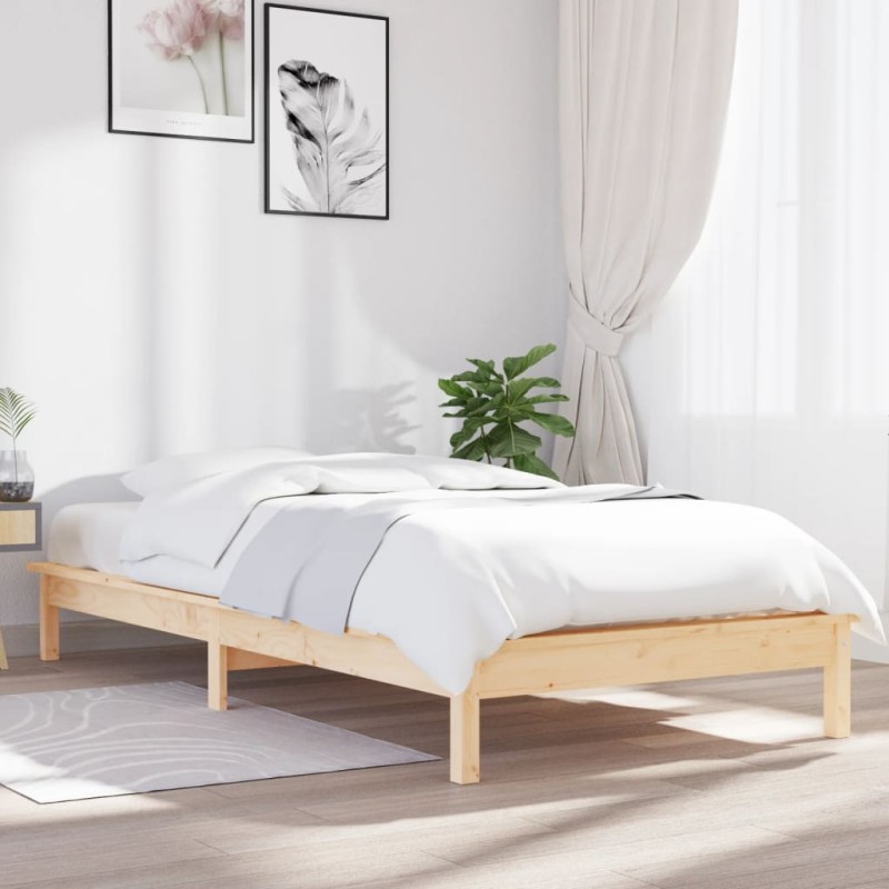 vidaXL Estructura de cama madera maciza de pino blanca 100x200 cm vidaXL Estructura de cama madera maciza de pino blanca 100x200 cm
