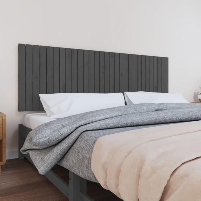 vidaXL Cabecero de cama de pared madera maciza pino gris 185x3x60 cm vidaXL Cabecero de cama de pared madera maciza pino gris 185x3x60 cm