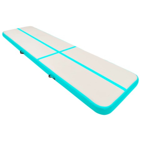 vidaXL Esterilla inflable de gimnasia y bomba PVC verde 800x100x15 cm