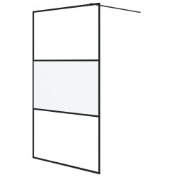 vidaXL Mampara de ducha vidrio ESG semiesmerilado negro 115x195 cm