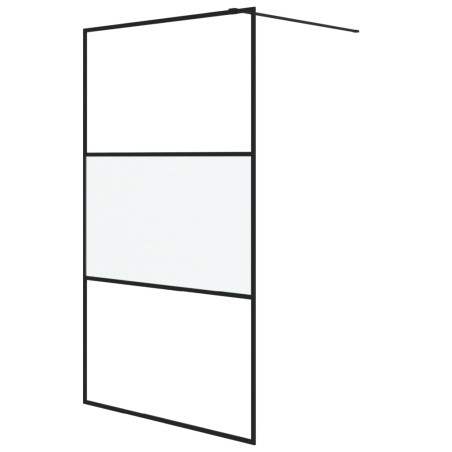 vidaXL Mampara de ducha vidrio ESG semiesmerilado negro 115x195 cm