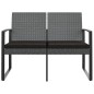 vidaXL Banco jardín 2 plazas cojines PP aspecto de ratán gris oscuro vidaXL Banco jardín 2 plazas cojines PP aspecto de ratán gris oscuro