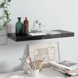 vidaXL Estante flotante de pared MDF negro brillante 60x23,5x3,8 cm