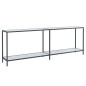 vidaXL Mesa consola vidrio templado blanco 220x35x75,5 cm vidaXL Mesa consola vidrio templado blanco 220x35x75,5 cm