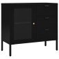 vidaXL Aparador de acero y vidrio templado negro 75x35x70 cm vidaXL Aparador de acero y vidrio templado negro 75x35x70 cm
