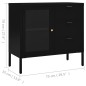 vidaXL Aparador de acero y vidrio templado negro 75x35x70 cm vidaXL Aparador de acero y vidrio templado negro 75x35x70 cm