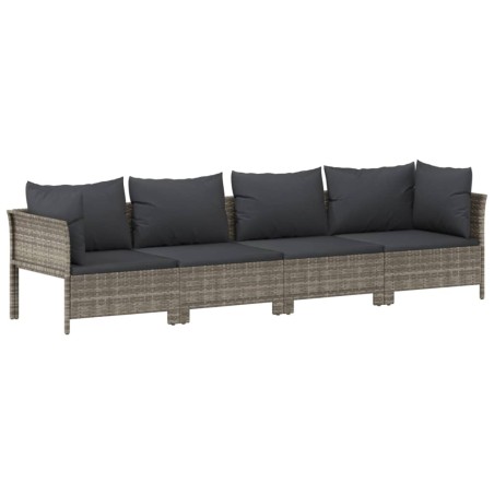 vidaXL Set de muebles de jardín 4 pzas y cojines ratán sintético gris