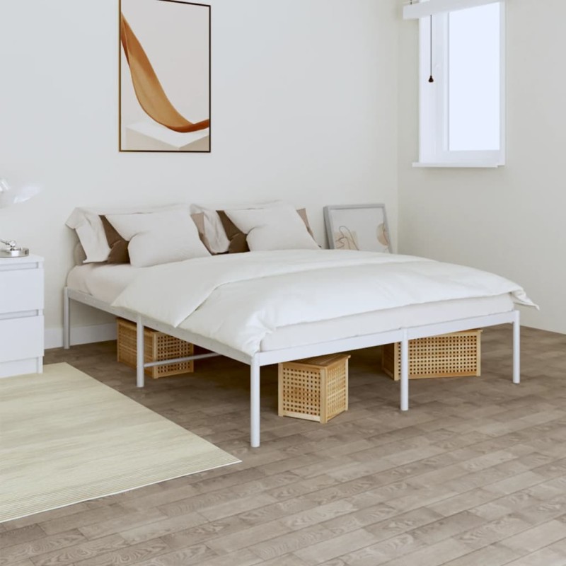 vidaXL Estructura de cama de metal blanca 150x200 cm vidaXL Estructura de cama de metal blanca 150x200 cm