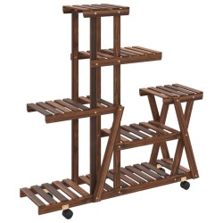 vidaXL Soporte de flores con ruedas madera maciza abeto 95x25x101 cm