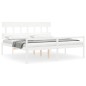 vidaXL Cama matrimonio personas mayores cabecero madera maciza blanco