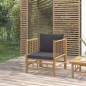 vidaXL Sofá de jardín bambú con cojines gris oscuro vidaXL Sofá de jardín bambú con cojines gris oscuro