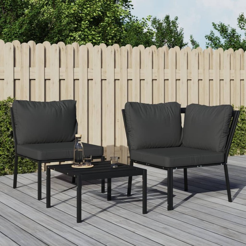 vidaXL Silla de jardín acero con cojines gris 76x76x79 cm vidaXL Silla de jardín acero con cojines gris 76x76x79 cm