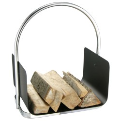 HI Soporte para leña plateado 40,5x30x47 cm