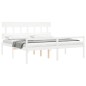 vidaXL Cama matrimonio personas mayores cabecero madera maciza blanco