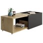 FMD Mesa de centro extensible color roble artesanal y negro FMD Mesa de centro extensible color roble artesanal y negro