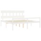 vidaXL Cama matrimonio personas mayores cabecero madera maciza blanco