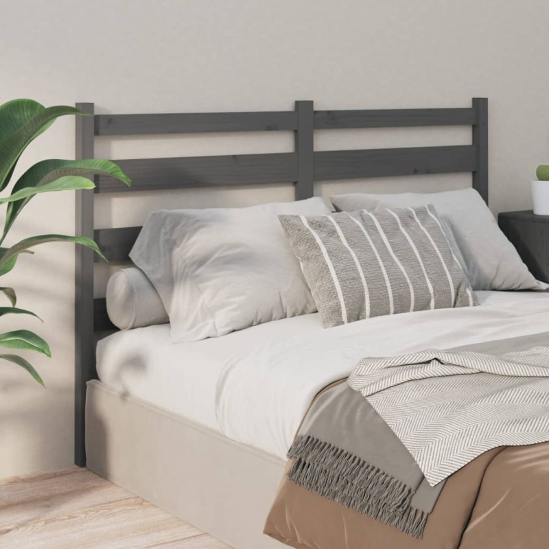 vidaXL Cabecero de cama madera maciza de pino gris 156x4x100 cm vidaXL Cabecero de cama madera maciza de pino gris 156x4x100 cm