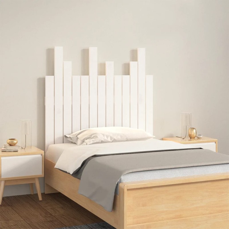 vidaXL Cabecero de cama pared madera maciza pino blanco 82,5x3x80 cm