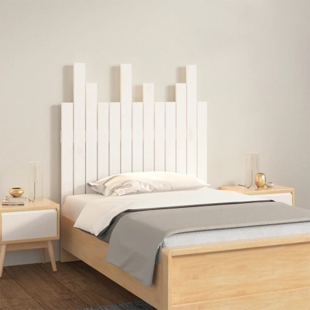 vidaXL Cabecero de cama pared madera maciza pino blanco 82,5x3x80 cm