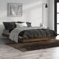 vidaXL Estructura de cama madera contrachapada marrón roble 135x190 cm