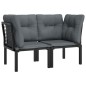 vidaXL Sillones esquina jardín con cojines 2 uds ratán PE negro y gris vidaXL Sillones esquina jardín con cojines 2 uds ratán PE negro y gris
