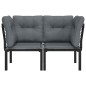 vidaXL Sillones esquina jardín con cojines 2 uds ratán PE negro y gris vidaXL Sillones esquina jardín con cojines 2 uds ratán PE negro y gris
