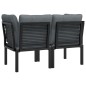 vidaXL Sillones esquina jardín con cojines 2 uds ratán PE negro y gris vidaXL Sillones esquina jardín con cojines 2 uds ratán PE negro y gris