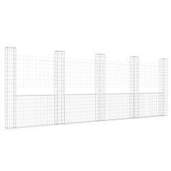 vidaXL Cesta de gaviones forma de U 5 postes de hierro 500x20x200 cm