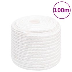 vidaXL Cuerda de barco polipropileno blanco intenso 16 mm 100 m