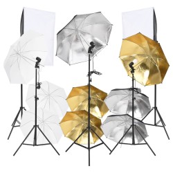 vidaXL Kit de estudio fotográfico 9 pzas con set de luces y softboxes