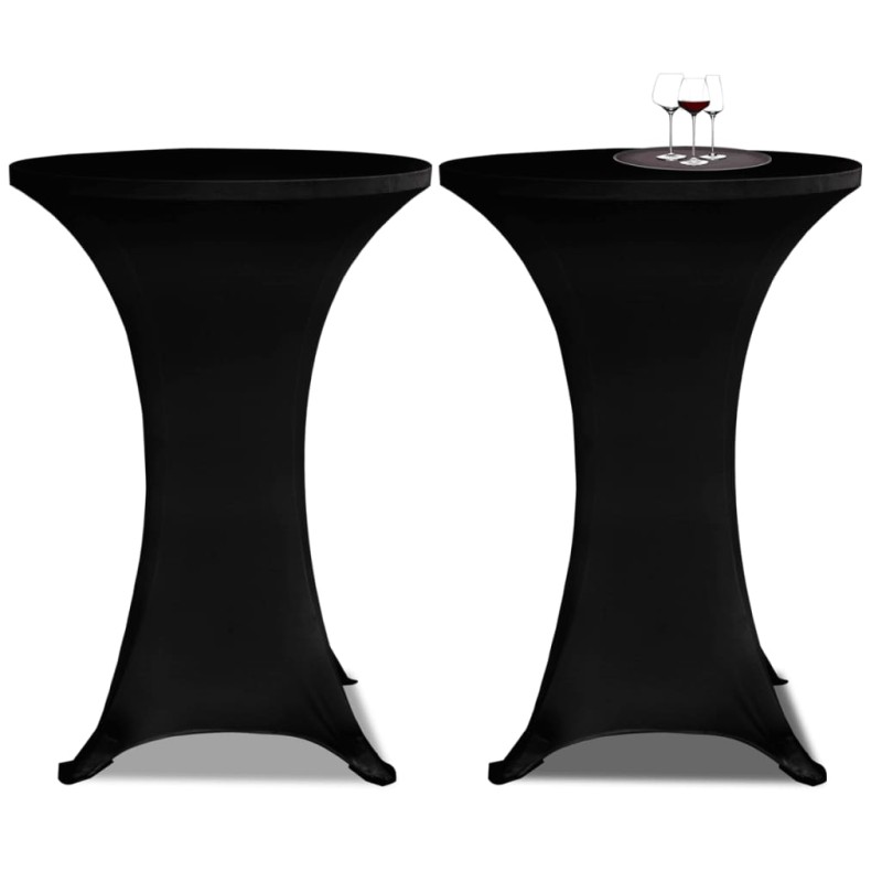 2 Manteles negros ajustados para mesa de pie - 70 cm diámetro 2 Manteles negros ajustados para mesa de pie - 70 cm diámetro