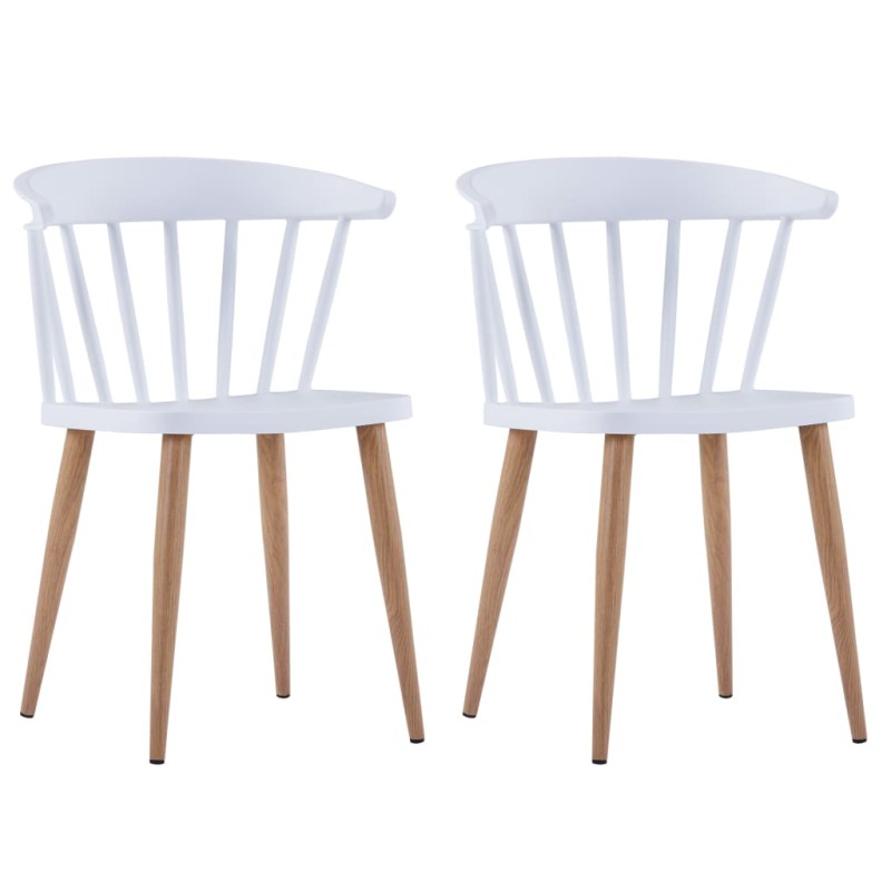 vidaXL Sillas de comedor 2 unidades plástico blanco vidaXL Sillas de comedor 2 unidades plástico blanco