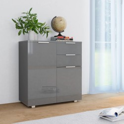 vidaXL Aparador de aglomerado gris brillante 71x35x80 cm