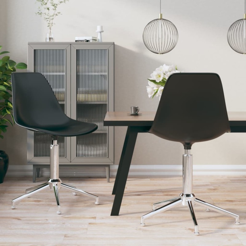 vidaXL Sillas de comedor giratorias 2 unidades PP negro vidaXL Sillas de comedor giratorias 2 unidades PP negro